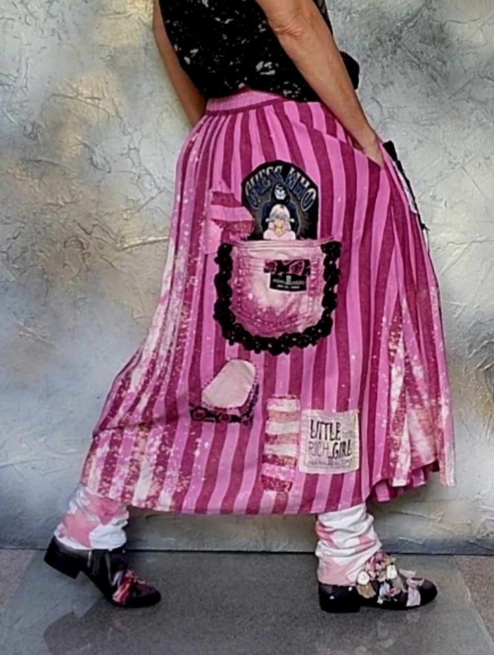 Concept Upcycled Couture Maxi Skirt Linen Zodiac Appliqué Patchwork Design